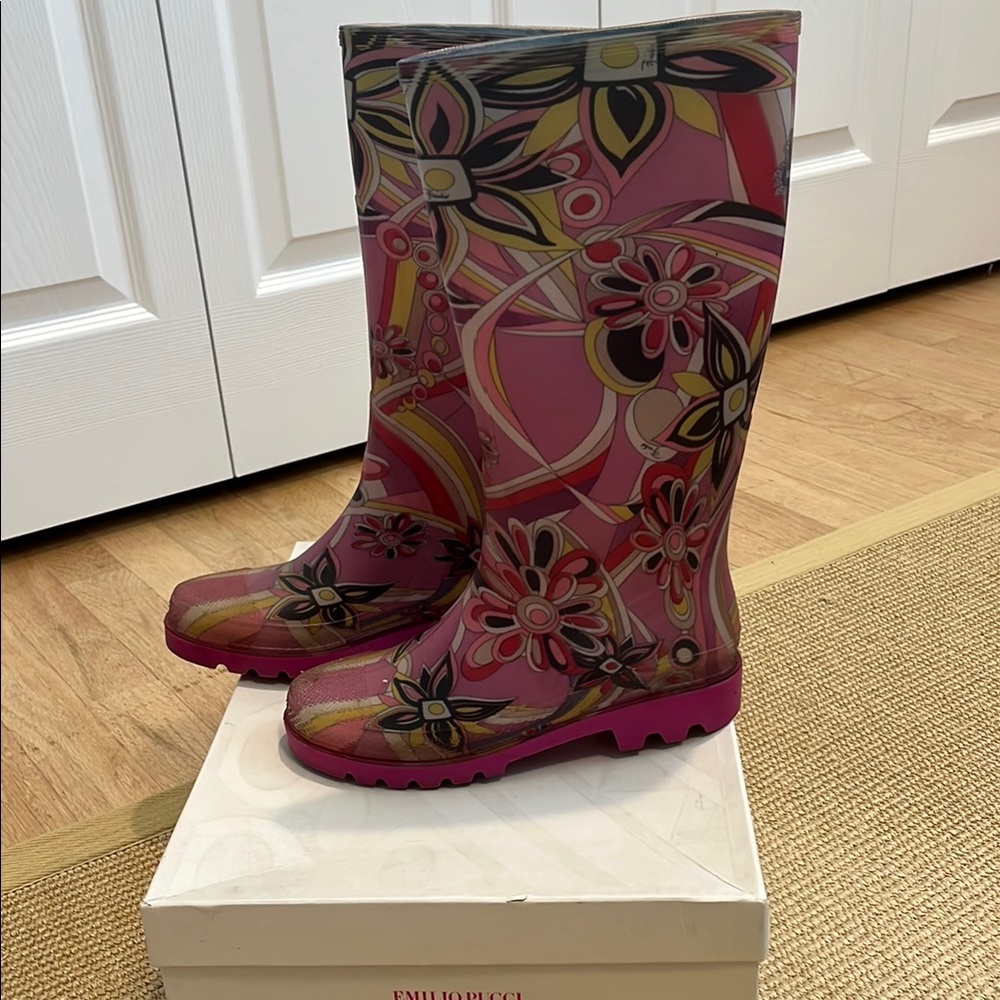 Emilio Pucci Rain Boot Rubber Alba Violet Size 38/7.5